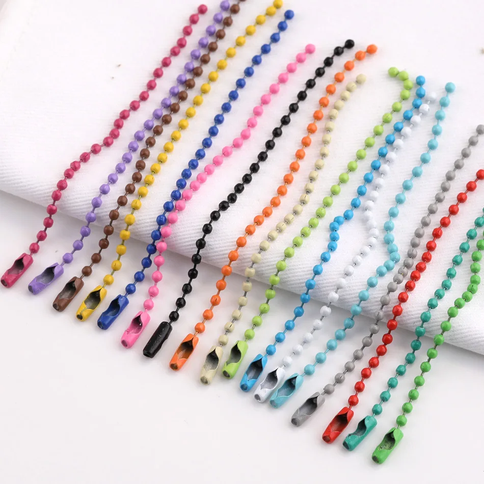 100pcs/Lot 10cm Iron Colorful Ball Bead Chain Fits KeyRing Key Chain Dolls Label Hand Tag Connector DIY Jewelry Making