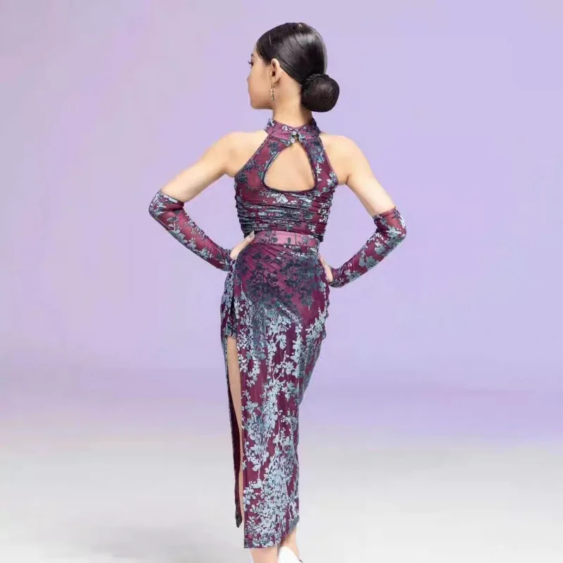 カスタマイズされた新しい女の子のラテンダンスドレスワンピースカラーチャイナドレス中国風のハイエンドパフォーマンス衣装