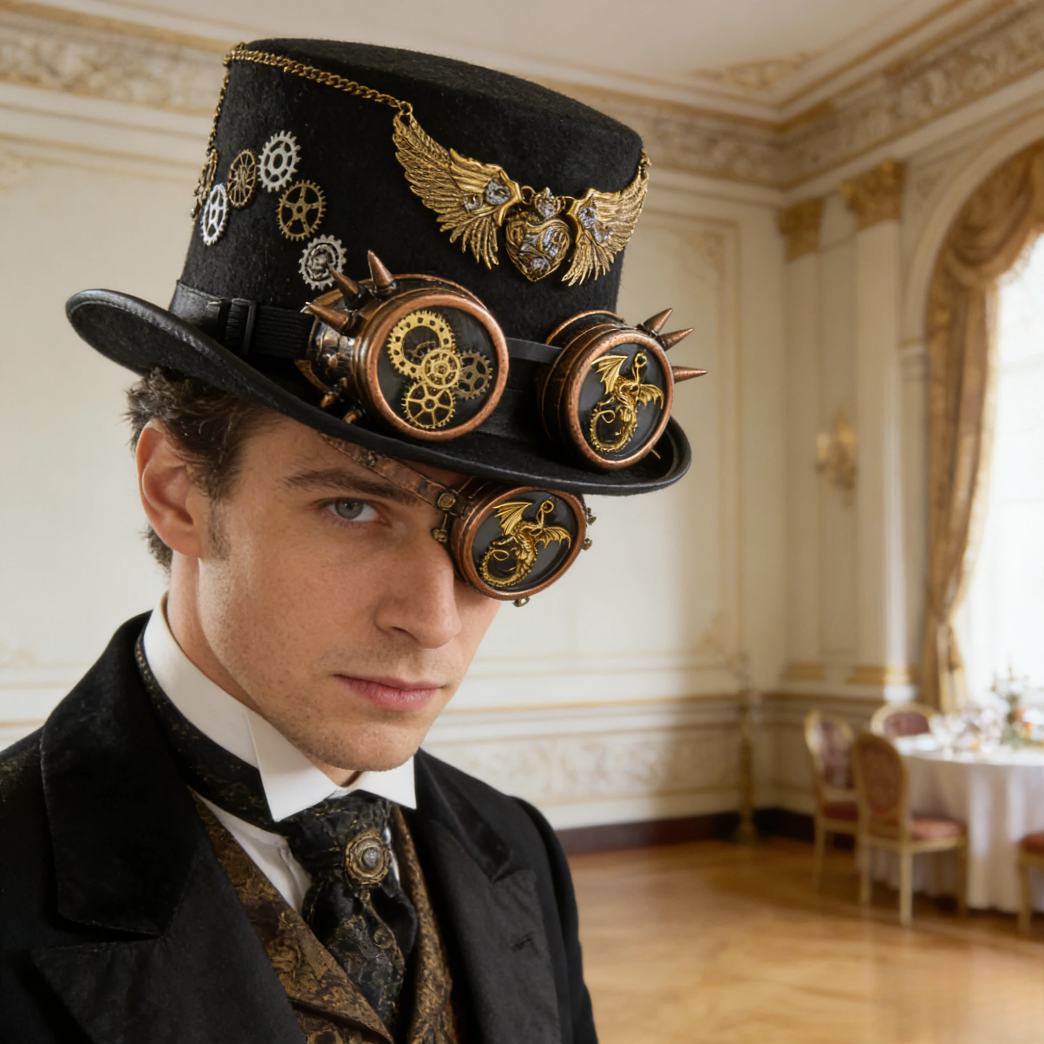 

Викторианский шляпный цилиндр в стиле стимпанк с очками, готический панк-костюм, аксессуары для косплея на Хэллоуин, для вечеринок и сценических выступлений