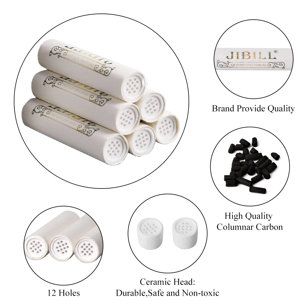 50Pcs Tobacco Smoking Pipe Filters 9mm Activated Carbon Tube Paper Filter Double Ceramics Sided Smoking Active Charcoal Tools