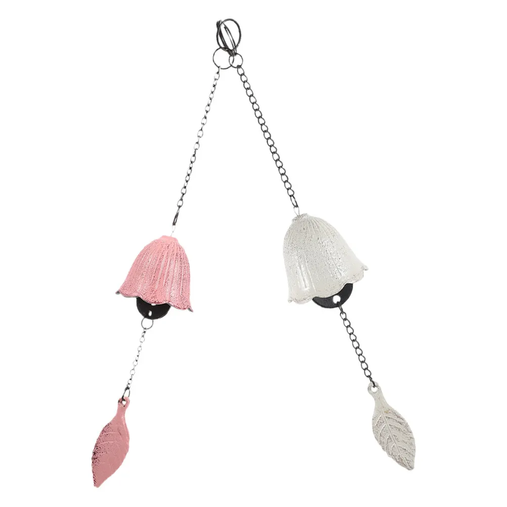 2Pcs Vintage Wrought Iron Wind Chime Metal Leaf Temple Bell Outdoor Hanging Garden Balcony Decoration Relaxing Bell Sound