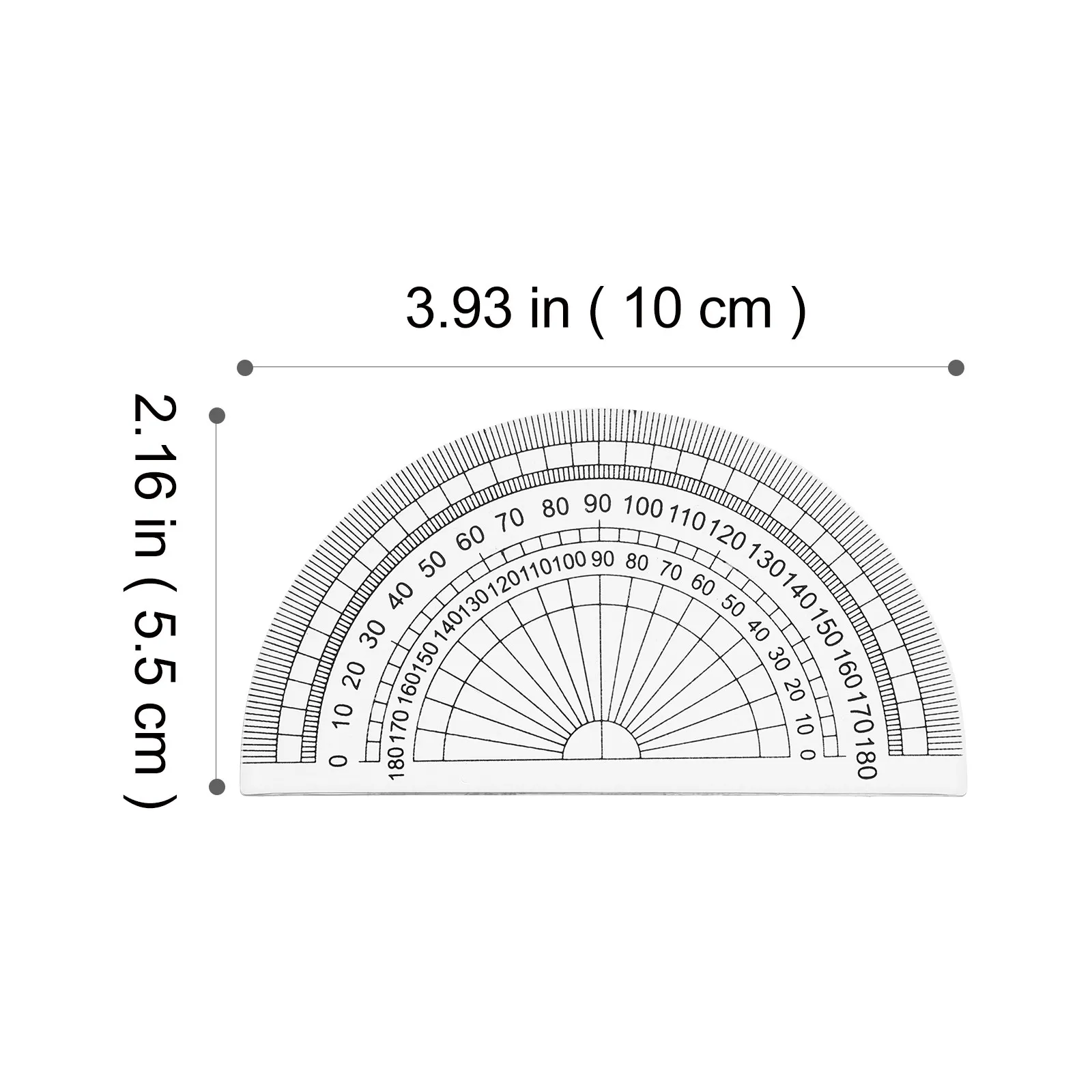 50Pcs Clear Plastic Geometry Protractors 180 Degree Half Round 10Cm Angle Measurement Tools Protractor Plastic Protractor