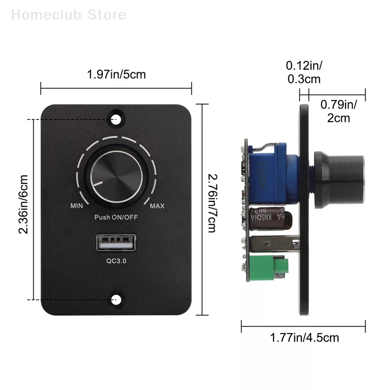 

DC 12V PWM Dimmer Switch, 5A PWM RV Camper Boat Light Switch QC 3.0 Electrical Equipment Supplies