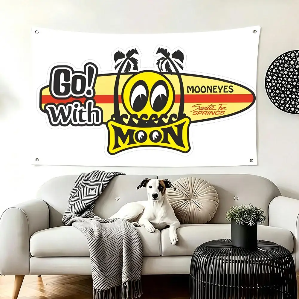Vintage Drag Racing M-Mooneyes Flags  For Living Room Home Dorm Decor Wall Outdoor Camping Party Banner Gifts