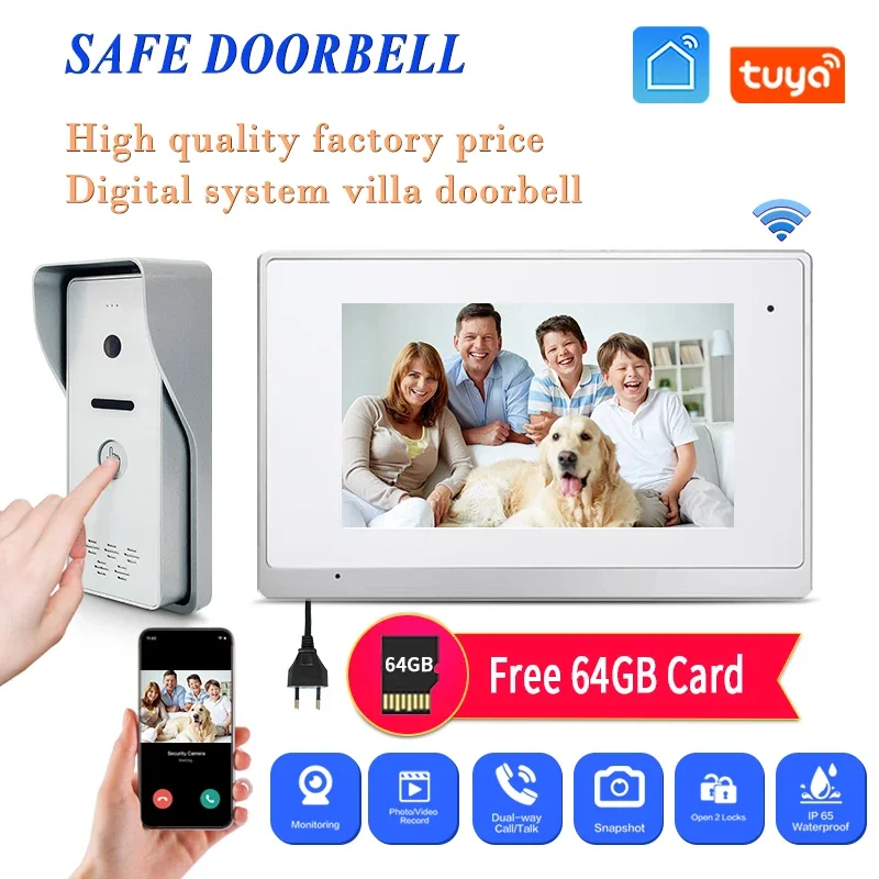 

Cheapest Tuya Snapshot Video Door Phone For Internal Apartment 7’’ Lcd Screen Smart Wifi Doorbell Camera App Intercom