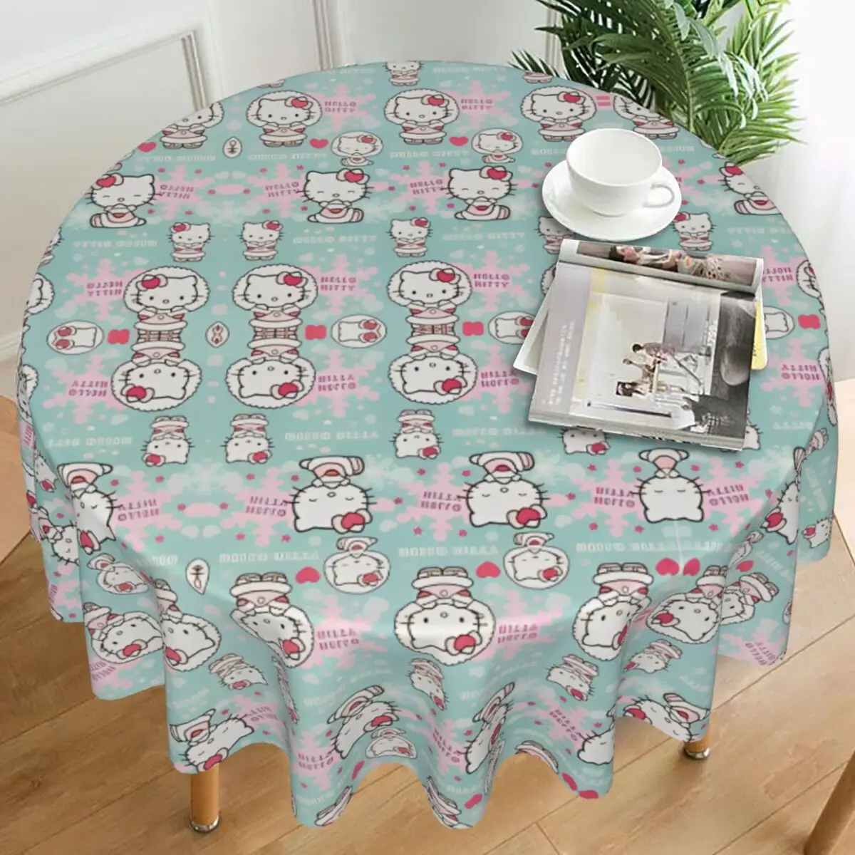 

Скатерть Hello Kitty, уличная крышка для круглого стола, современная скатерть с рисунком для домашней вечеринки, столовой