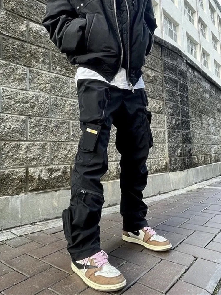 

2024 Vibe Y2k Fashion Outdoors Multi Pockets Black Tracksuit Cargo Pants Men Gothic Clothes Casual Long Trousers Pantalon Homme