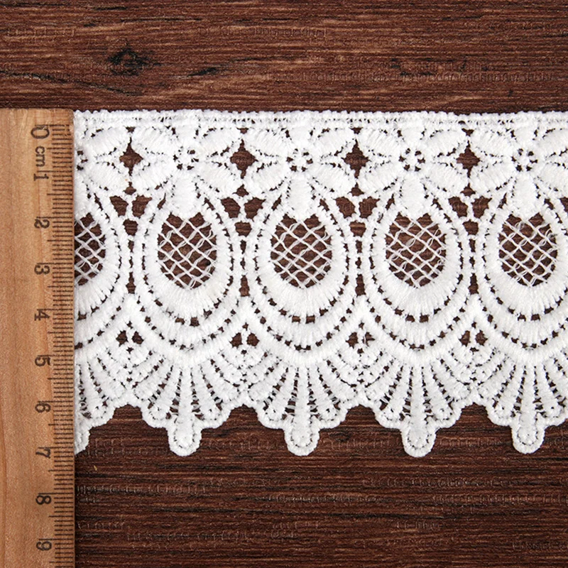 15Yards Embroidered Flower Lace Fabric Applique Polyester Sewing Craft White and Black Net Lace Trim Clothes Lace