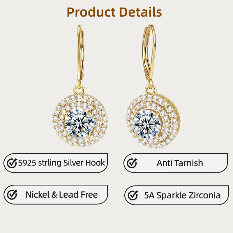 

LAMVOICE jewelry for women/earrings Hook with zirconia S925 sterling silver earrings Valentine’s Day gift for her