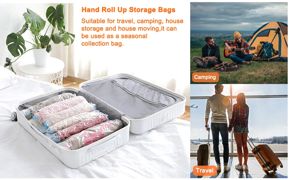 Roll-Up Travel Space Saver Aufbewahrungstaschen für Gepäck, Kleidung, Kreuzfahrtschiff, Essentials Home Packing-Organizer – Detail 8