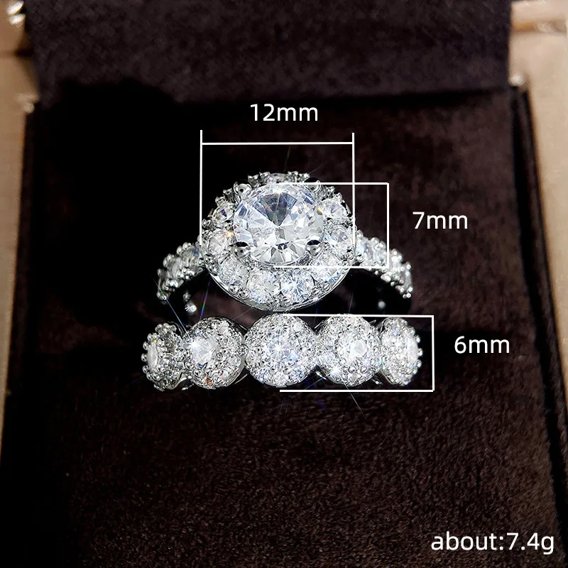 Lovers Vintage Lab Diamond Ring sets 925 Sterling Silver Engagement Wedding Rings For Women Men Party Finger Band Gift