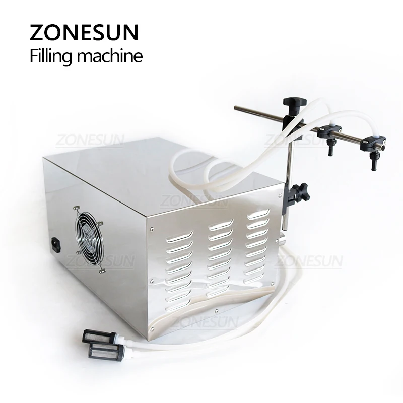 ZONESUN ZS-YG2 pompa magnetica elettrica 2 teste riempitrice di liquidi per bottiglie di olio essenziale per bibite analcoliche