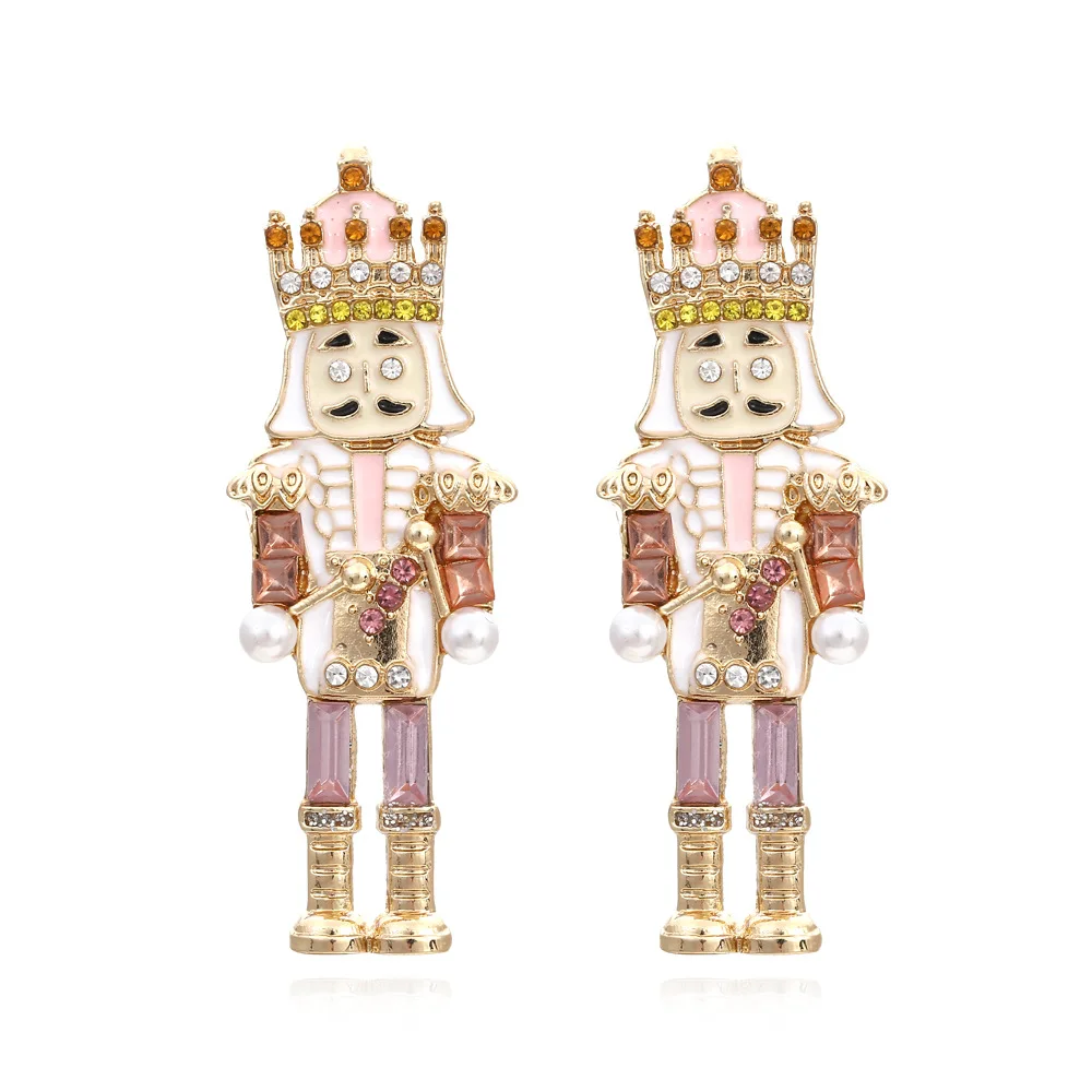 Personality Cartoon Character Clown Earrings for Woman Exaggerated Nutcracker Colored Soldier Earrings