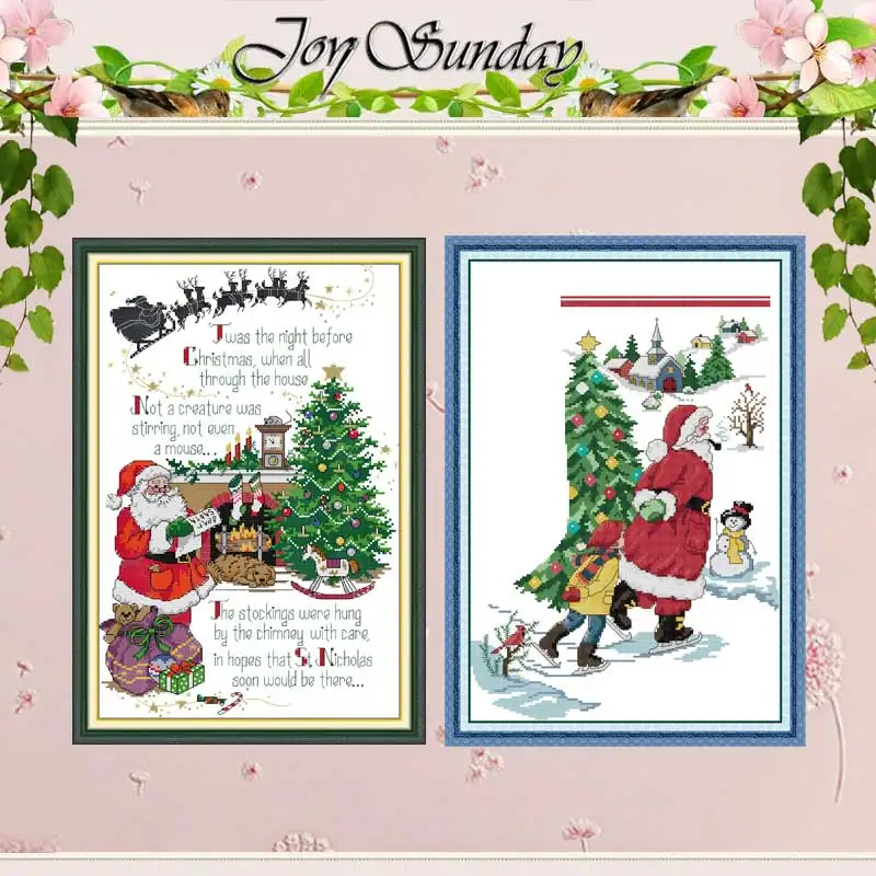 

Merry Christmas Patterns Counted Cross Stitch Se 11CT 14CT 16CT Stamped DMC Cross-stitch Kit Embroidery Needlework Home Decor