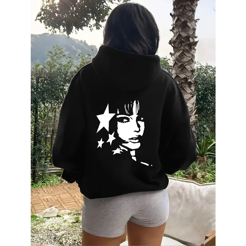 Retro Vintage Silhouette Portrait Pattern Women's Hoodie Autumn and Winter New Style Suitable for Both Men and Women Hoodie