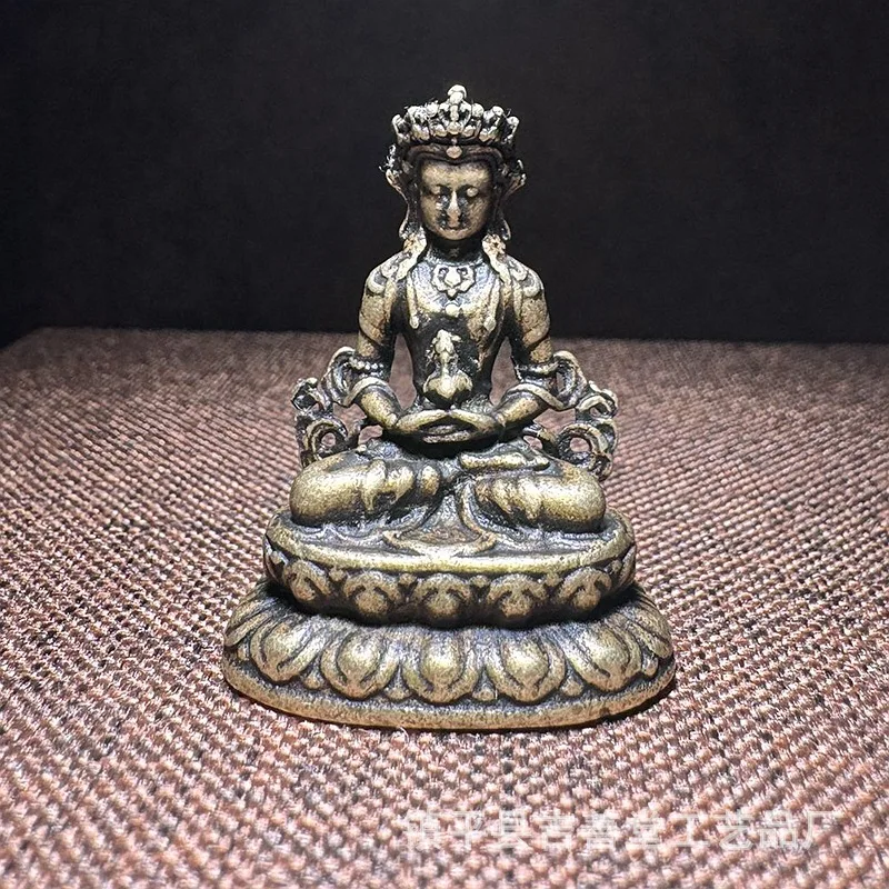 Antique Bronze Statue Portable Pocket-Inch Pharmacist Buddha Statue Mini Sakyamuni