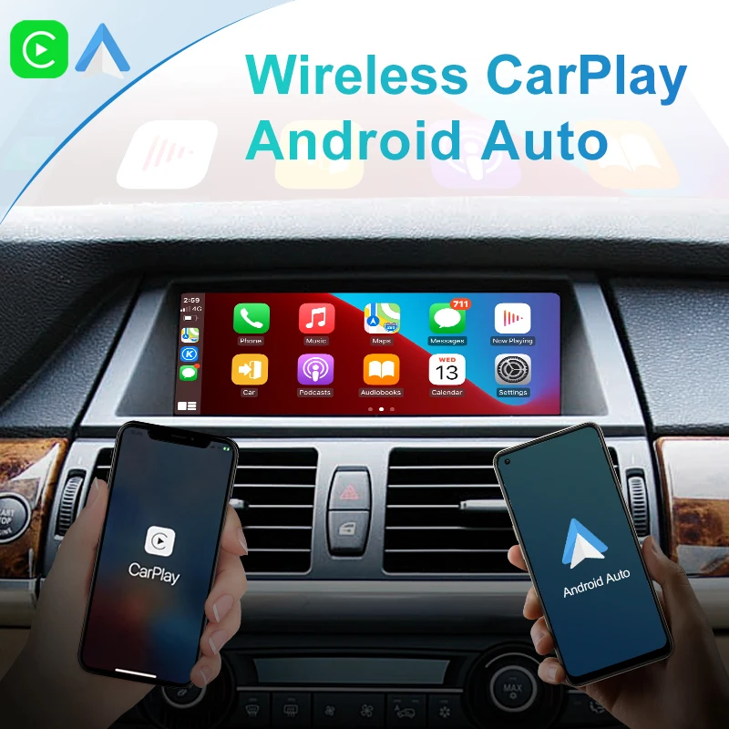 Wireless Apple CarPlay For BMW CCC 3 5 Series X5 X6 E90 E91 E92 E93 E60 E61 E70 E71 E72 Car Play Android Auto Front RearCamer