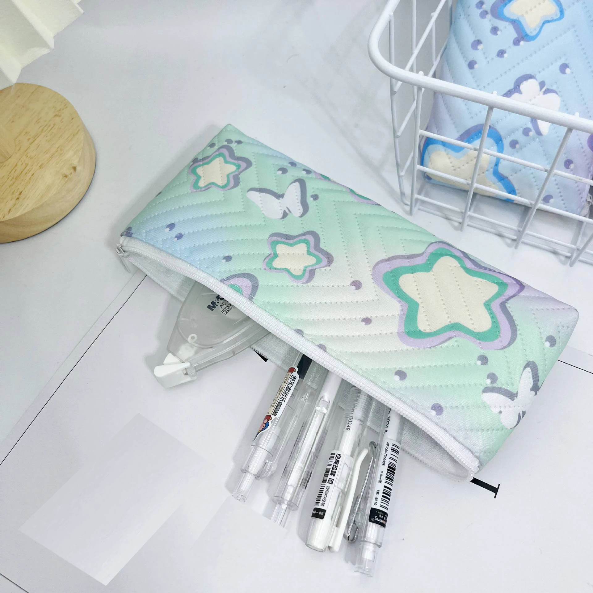 작은 스타 펜 가방 편리한 다채로운 펜 주머니 대용량 연필 케이스 학생을위한 품질 소녀 편지지 가방 매일