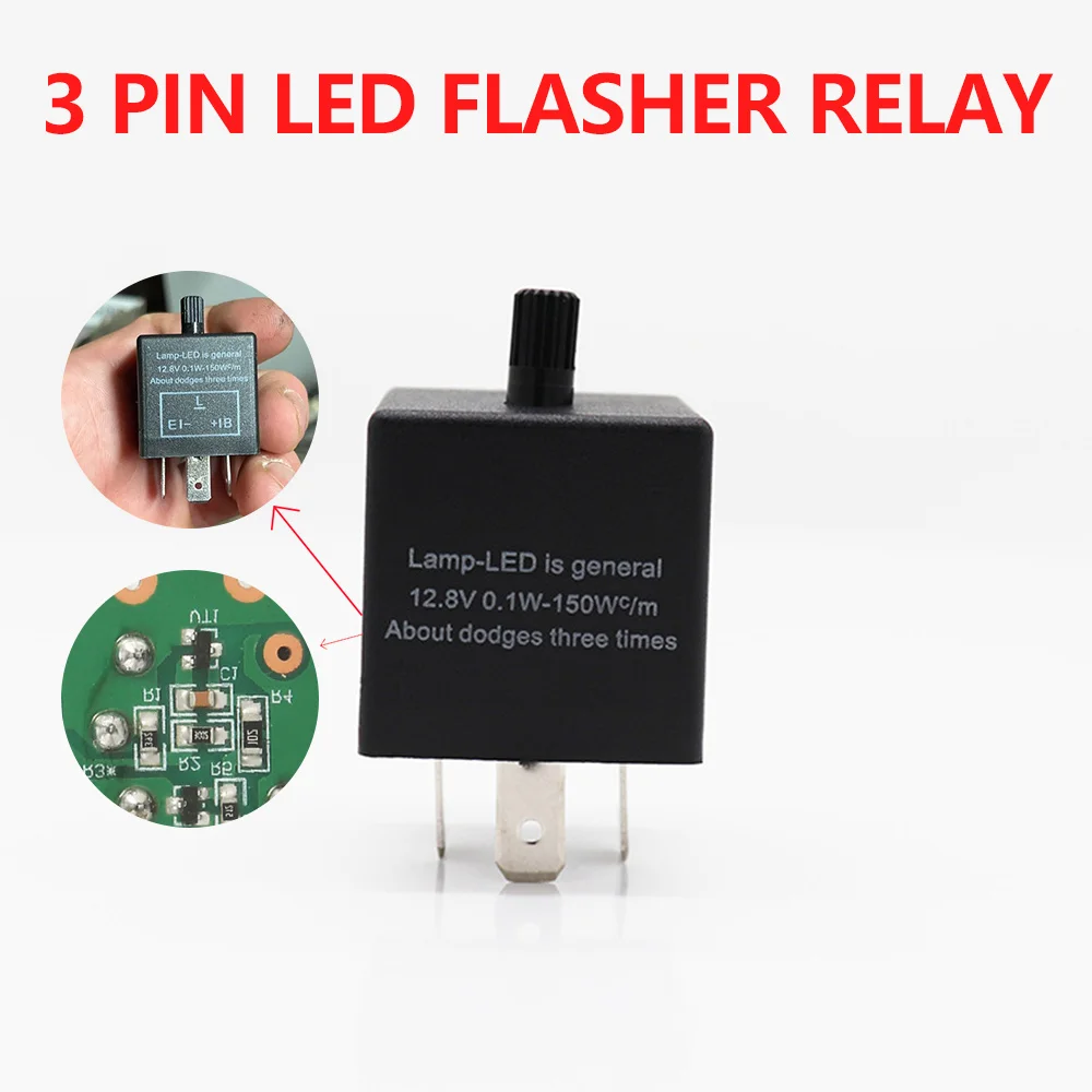 12v 3 pin Adjustable LED Flasher Relay Motorcycle Turn Signal Lights 12V LED Relay for Car Motorcycle Accessories