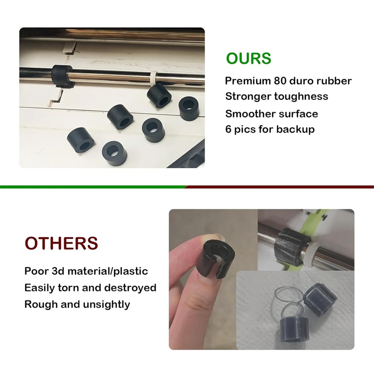 BAAQ 6pcs Rubber Roller Replacement for /Maker 3, Mat Guide Rubbers for Repair Accessories