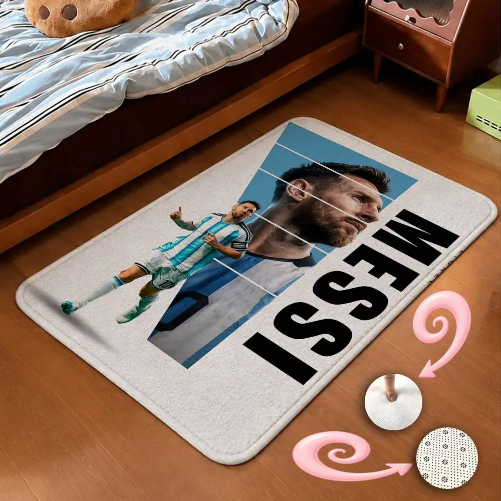 GOAT-Leo Messi-10 Artistic Short Plush Bathroom Door Mat, Hallway Decor Rug, Home Entry Welcome Floor Mat