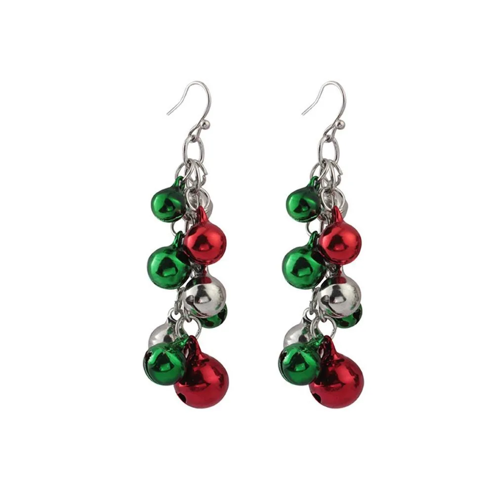 Christmas Jingle Bell Dangle Earrings Tinkle Bell Long Chain Ornament Hook Earrings Sweet Girls Party Jewelry Gift