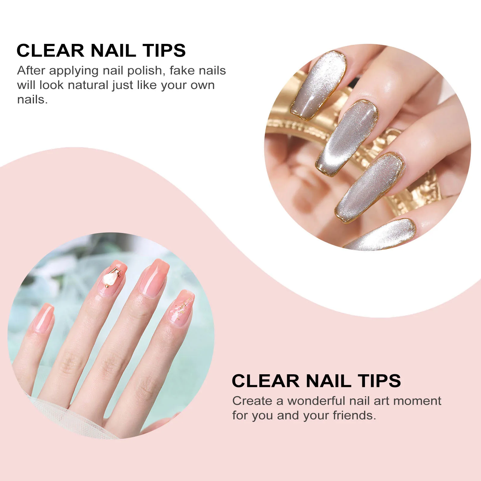 

504Pcs Full Cover Clear Fake Nail Tips Square End Natural Color Salon Home DIY Use Transparent False Nails Fake Nail