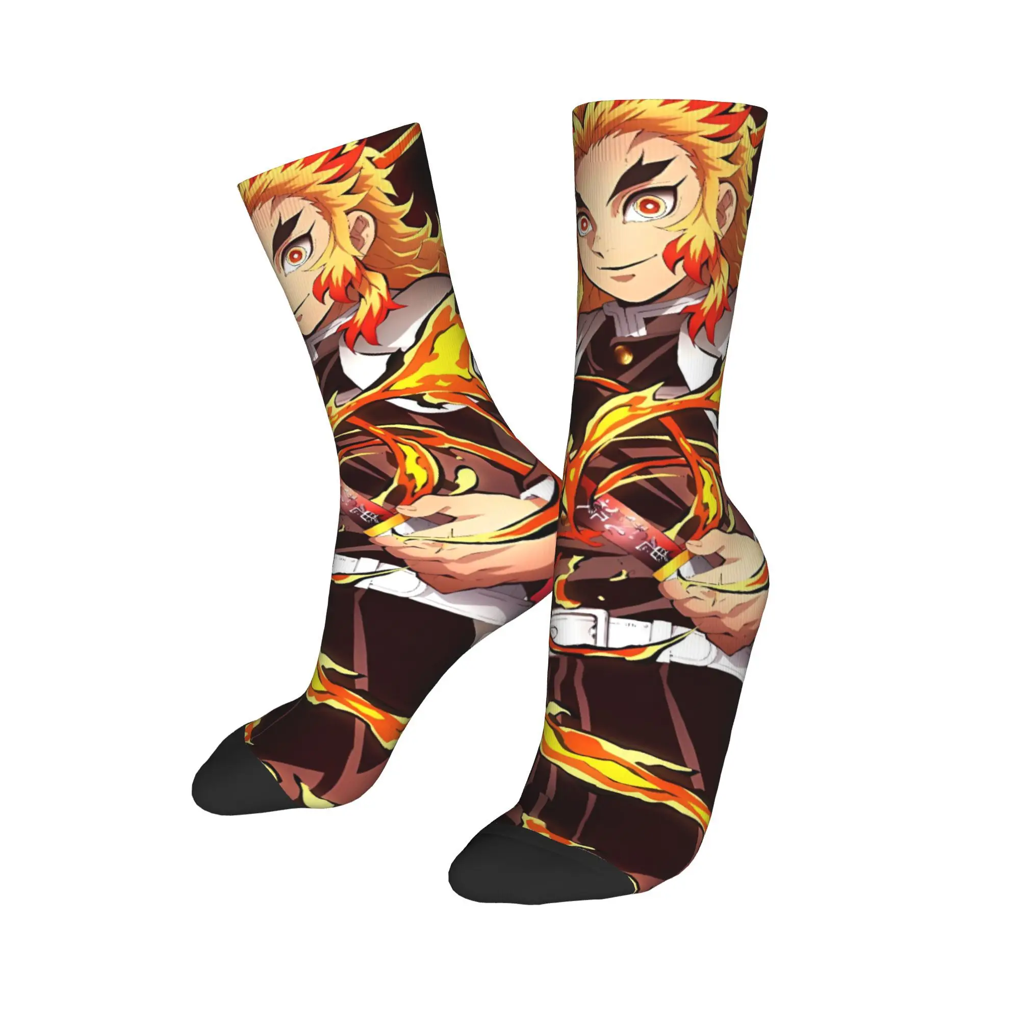 أنيمي Kyōjurō Rengoku الجوارب الجرافيك جوارب عدم الانزلاق الرجال الجوارب مريحة الشتاء مضحك جوارب رياضية في الهواء الطلق