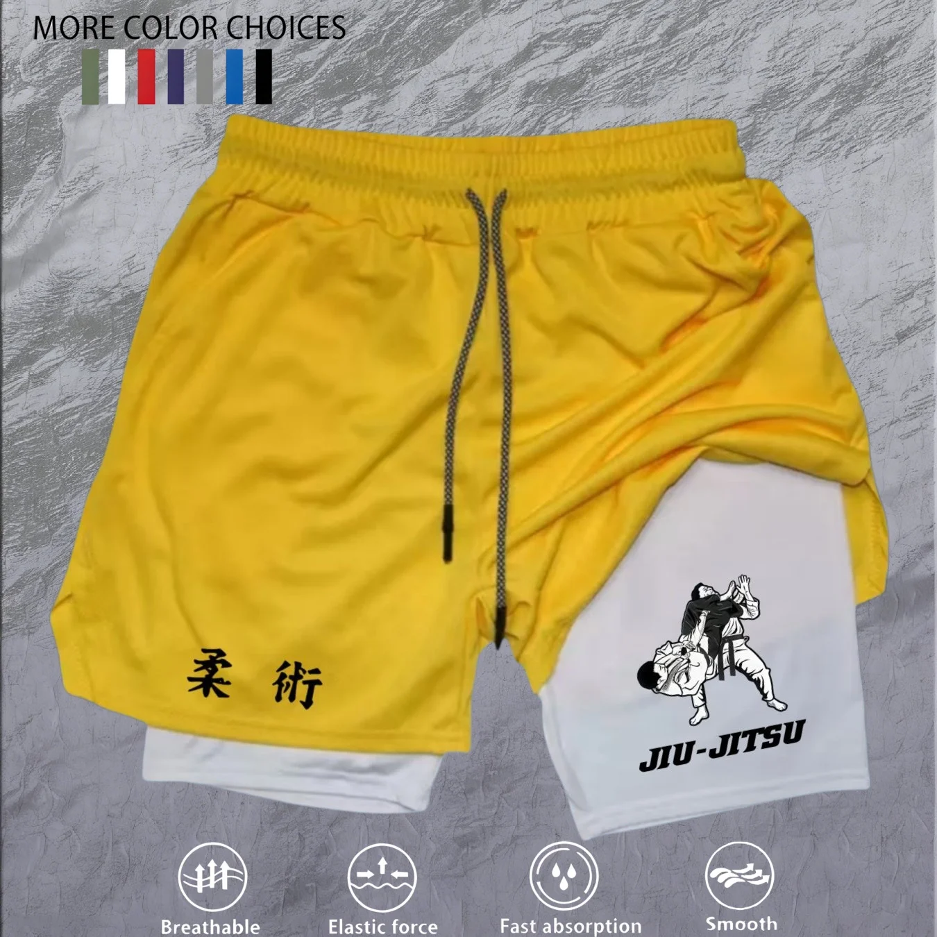 Print 2 in 1 Running Workout Shorts for Men Gym Performance Compression Shorts with Phone Pocket Towel Loop Athletic Activewear