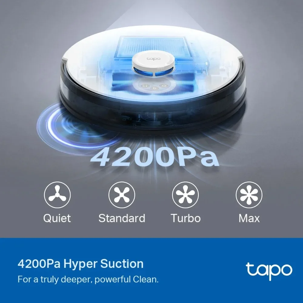 Tapo RV30C Wi-Fi Robot Vacuum| LiDar Navigation with Home Mapping |4200PA Suction Power.