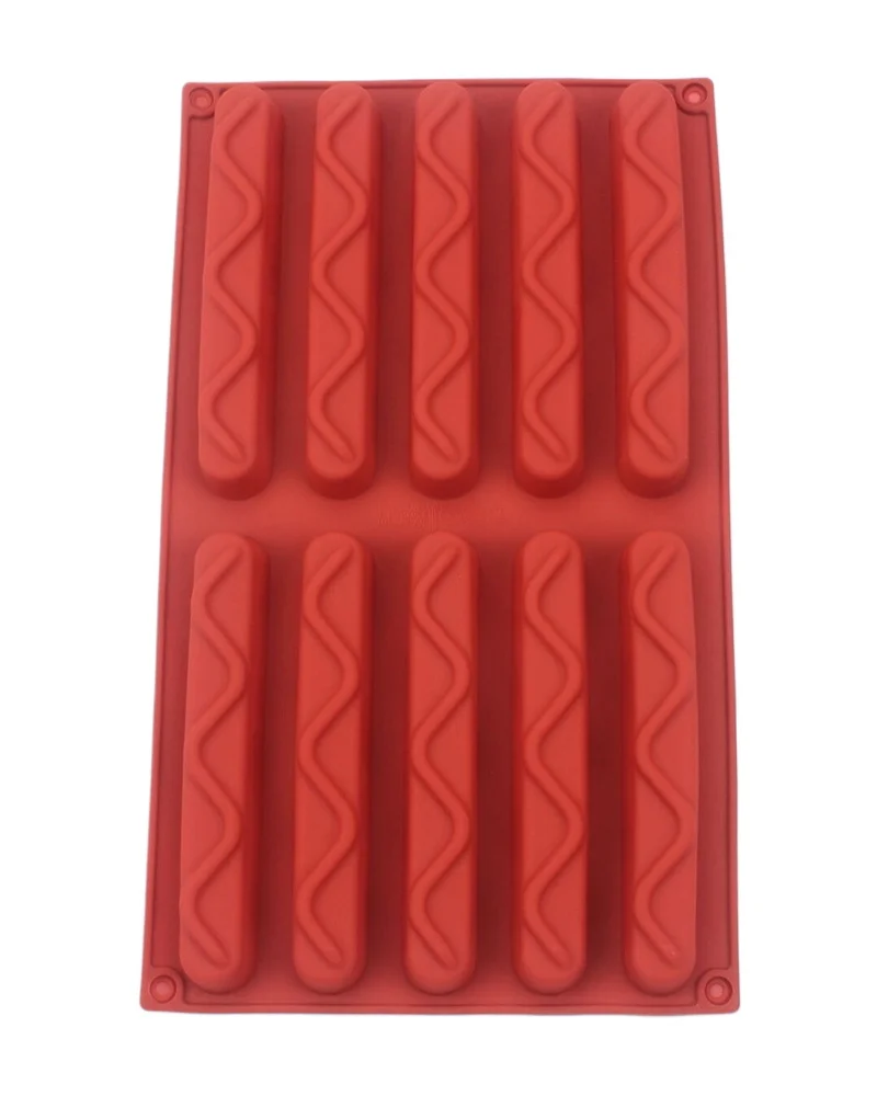 Hot Selling Silicone Chocolate Long Strip Finger Biscuit Mold Food Grade Silicone Corrugated Pattern Ice Cube Jelly Baking Tools