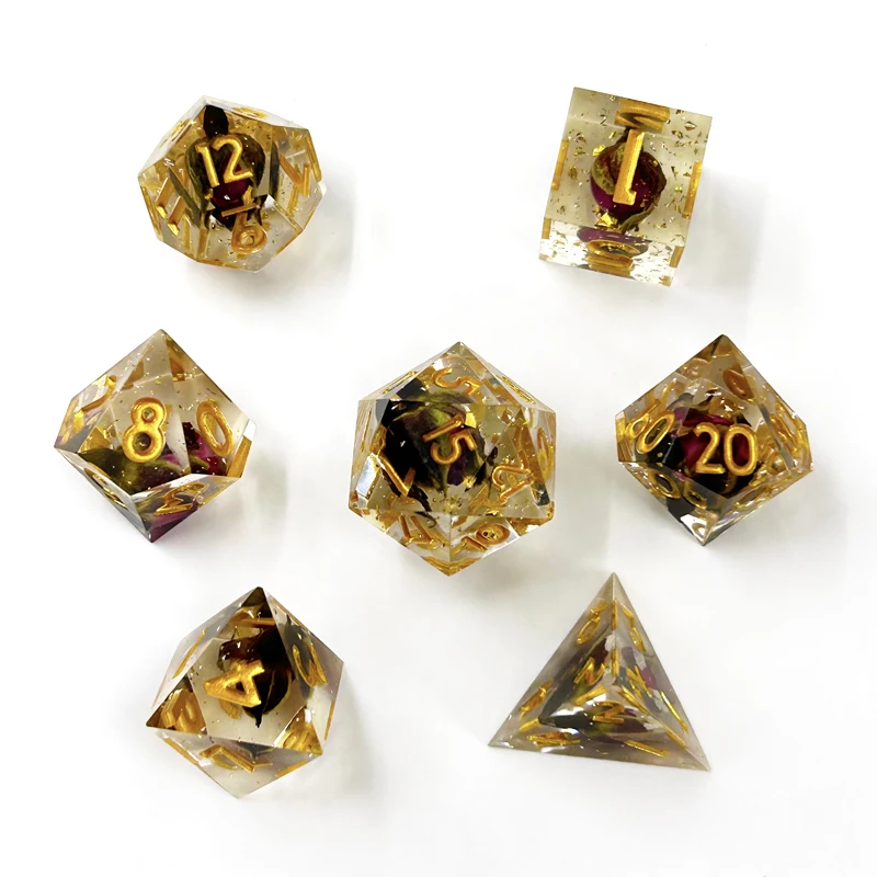 7Pcs Resin Material Dices Polyhedron Multicolour Number Decorations TRPG Games Party Board Games Entertainment Dice