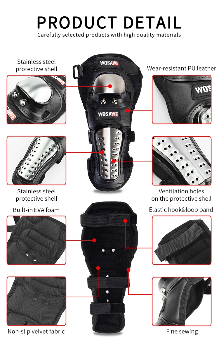 WOSAWE MTB equipo de protección rodilleras de motocicleta Protector de codo adulto Snowboard cuesta abajo armadura de Motocross protección de rodilla