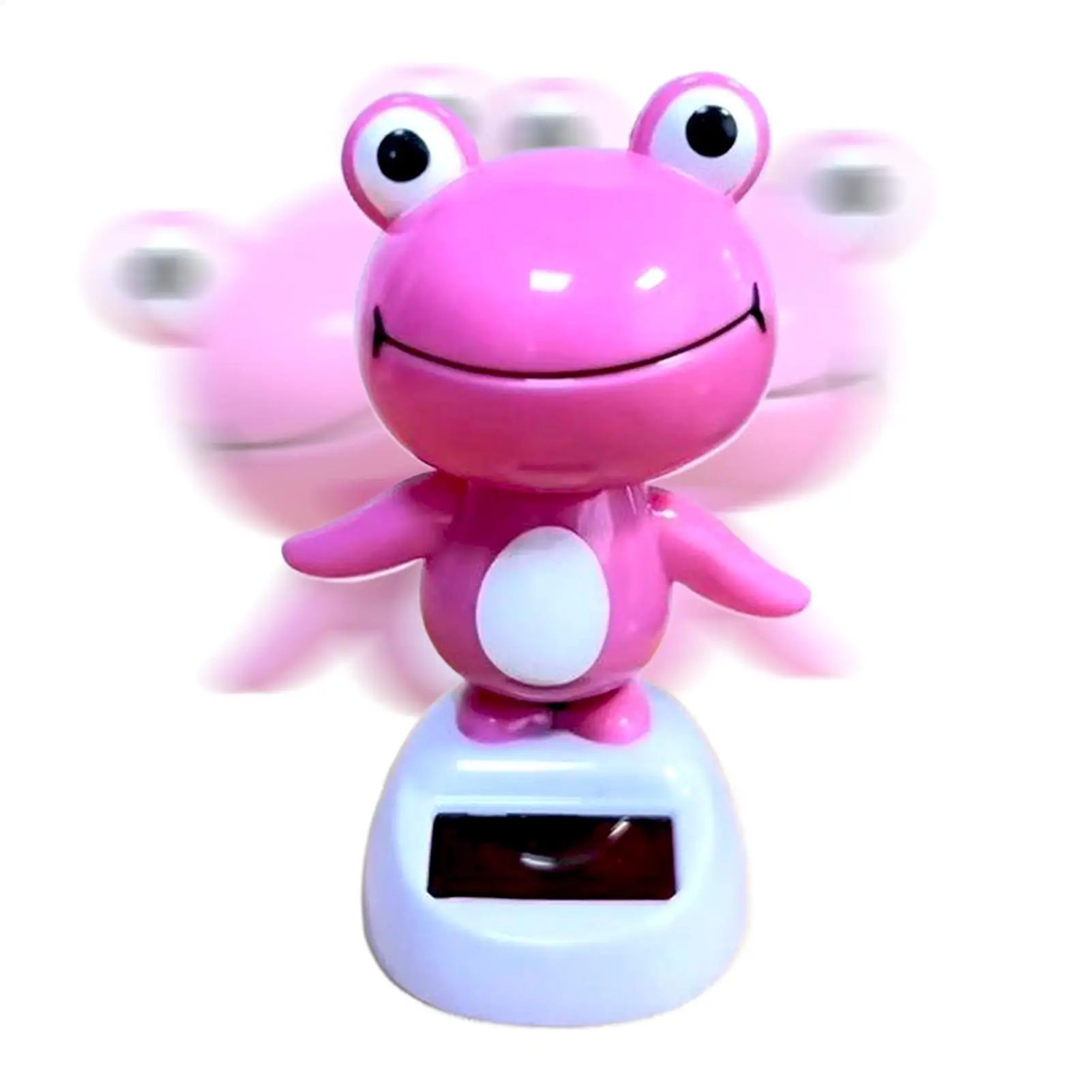 Pink Cute Frog Solar Bobbleheads Solar Powered Shaking Head Dancing Car Ornament Shaking Head Dashboard Decor