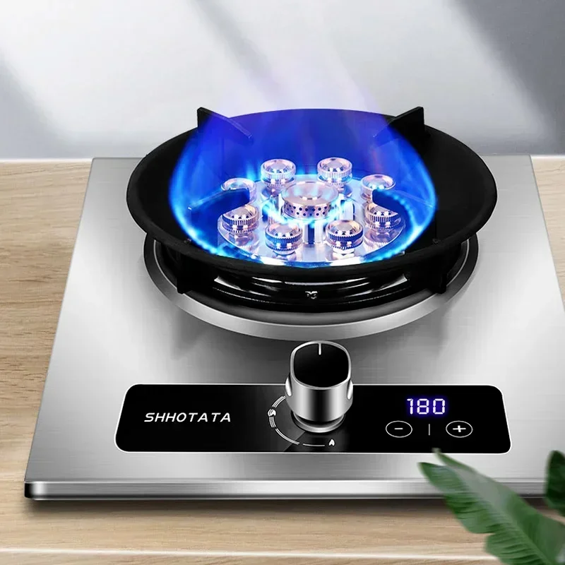 7.2KW Gas Cooktop Single Stove Stainless Steel Household Embedded Natural Gas Desktop Fire Stove Timing Liquefied Gas Stove