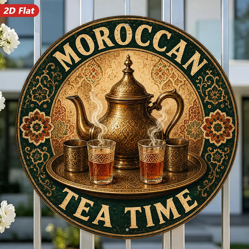 CIFBUY Moroccan Style Teapot Floral Aluminum Wall Art, Waterproof Durable Decor for Living Room Dining Room Indoor Outdoor