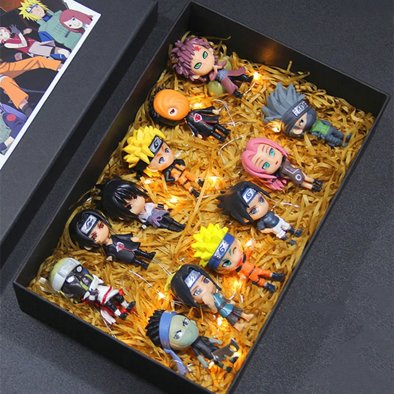 NARUTO 6 Pcs/Lot 2 Style 7-9cm Figure Sasuke Killer Bee Tobi Gaara Kakashi Character Stands With Exclusive Base Wholesale Dolls