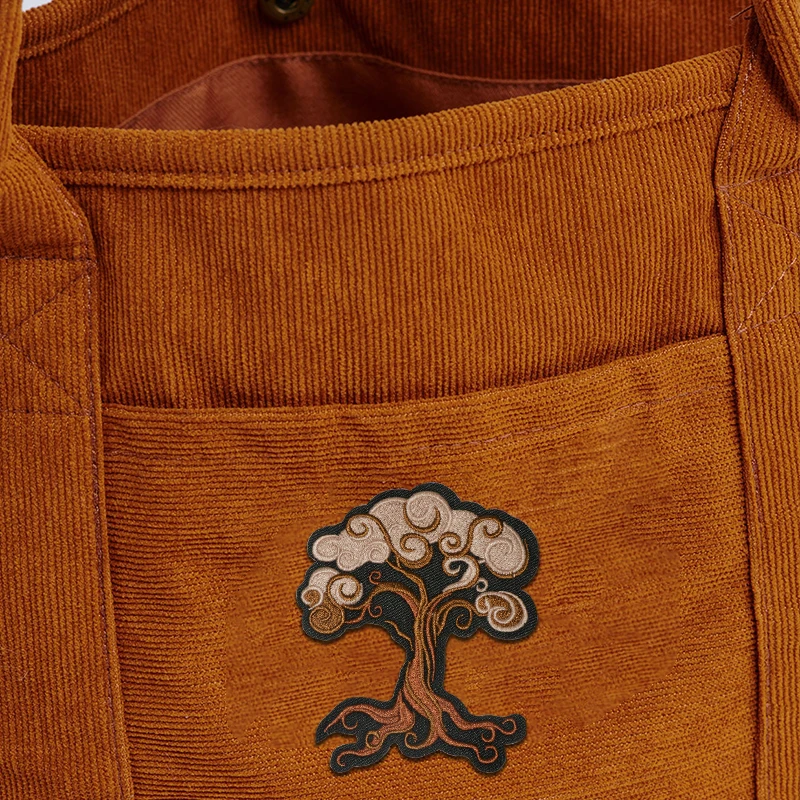 1PC Ancient Tree Embroidered Patch Iron On Sew On Patches For Clothing Cap Bag Jacket DIY Gift Vintage Badge With Hot Adhesive
