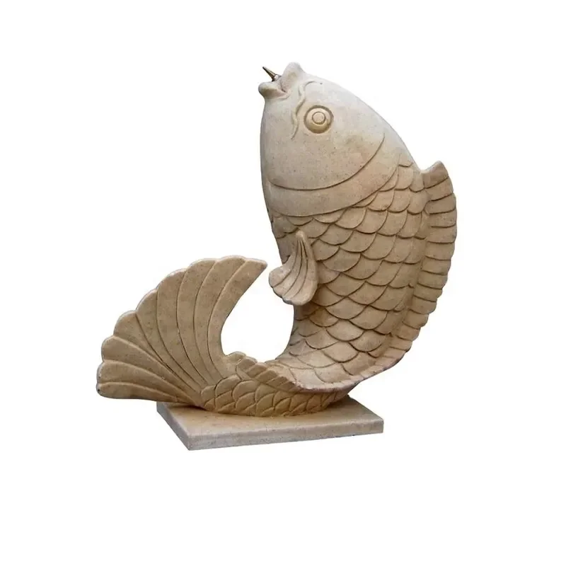 Chinese Large Style Garden Boy Fishing White Natural Marble Carving Golden Arowana Lucky Fish Sculpture Statue For Sale