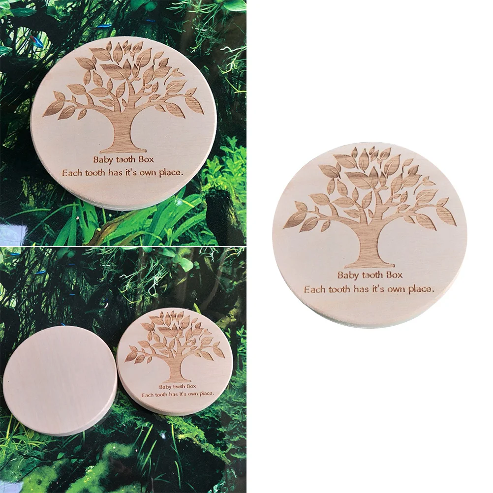 

Коробка для детских зубов, деревянная прочная коробка для хранения, круглый сувенир, контейнер на память, запись Lanugo, лиственные зубы, подарок на память