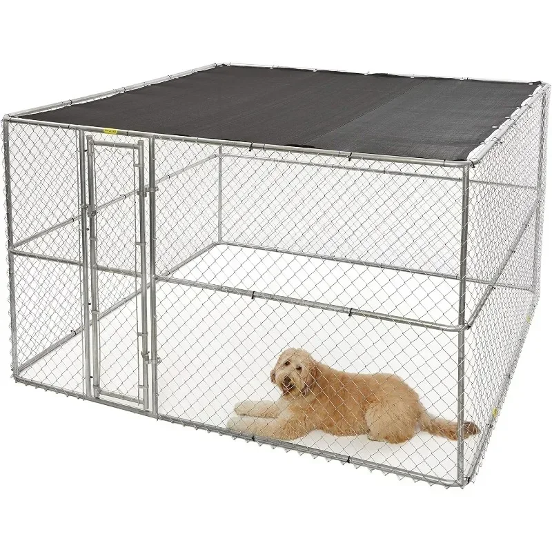 XX-Large Chain Link Outdoor Dog Kennel, Pet Supplies Dog Beds, Space for Outdoor Exercise and Play