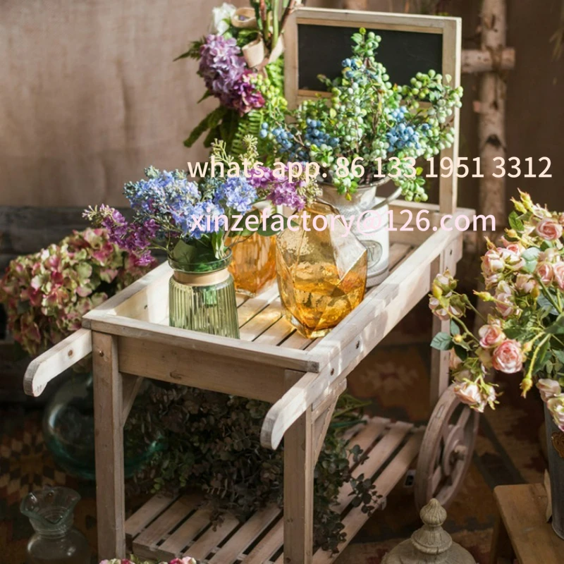 رف عائم خشبي عتيق أمريكي قابل للتخصيص لمتجر الزهور رف عرض مزخرف