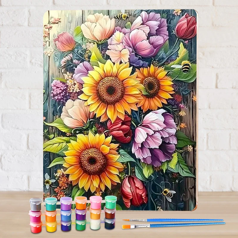 GATYZTORY Sunflower Painting By Numbers Hand Painting Art Supplies Flower Modern Living Room Decoration Picture Paint