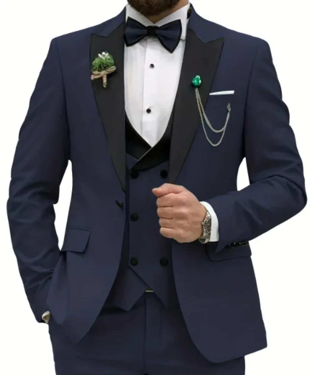 Traje informal de negocios para hombre, conjunto de tres piezas, chaqueta, pantalones, chaleco, vestido de banquete de boda, nuevo