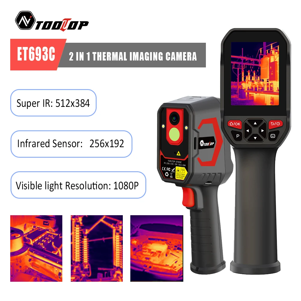 TOOLTOP ET693C 256x192 Infrarot-Wärmebildkamera 1080P Sichtbares Licht Fusion Automotive Elektrische Wärmebildkamera 512x384 Super IR