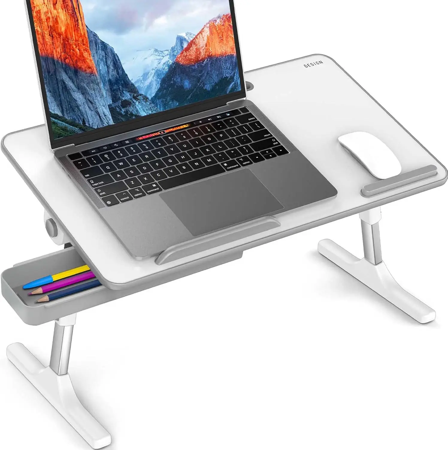 

Регулируемый стол для ноутбука со складными ножками, портативный стол-кровать для чтения и письма, белый