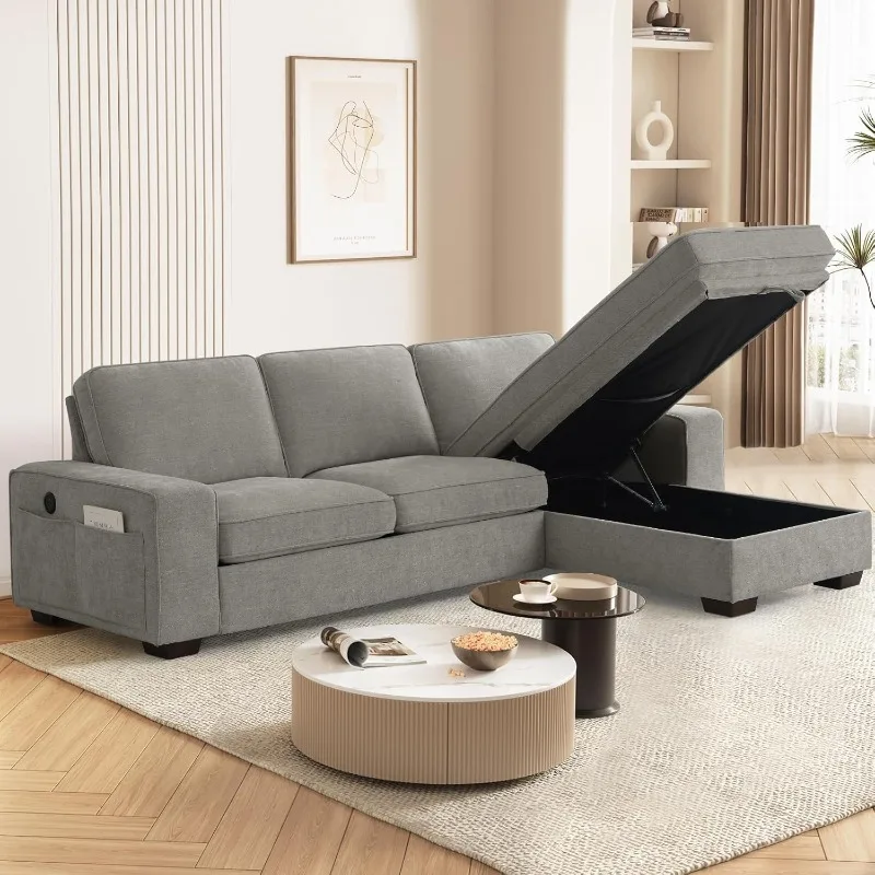 

99" Convertible Sectional Sofa Couches for Living Room,Modern L Shaped Couch,Comfy Chenille Cloud Couch Sectional