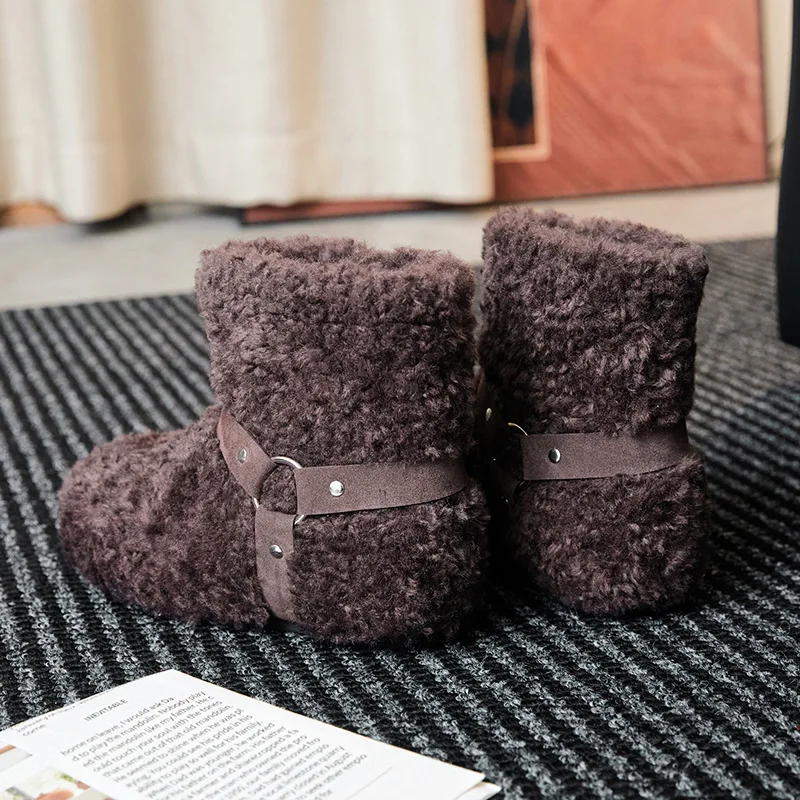 

Ski boots for women with thick warm sleeves, snow boots with anti slip and wear-resistant straps, bread boots, moon boots