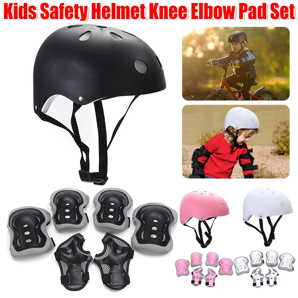 7 قطعة خوذة أمان التزلج الركبة وسادة الكوع مجموعة للأطفال قابل للتعديل الرياضة واقية مجموعة تروس مع نيبادس للسلامة الرياضية في الهواء الطلق