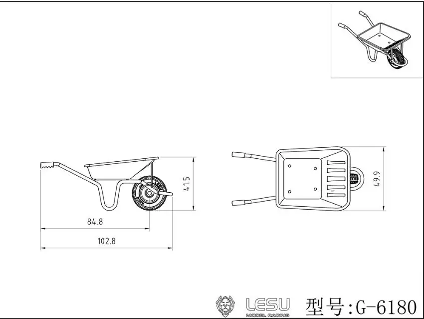 LESU für 1/14 Simulationsmodell-Spielzeug: Vollmetall-Handbaggerwagen mit Griff, Spaten, quadratischer Eisenschaufel und Bergbauwerkzeug – Detail 5